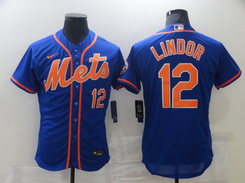 Men New York Mets #12 Lindor Blue Elite 2021 Nike MLB Jersey->new york mets->MLB Jersey